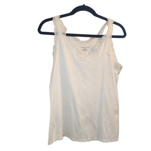 Coldwater Creek White/ OffWhite Camisole Tank Top Sz: S/M Lace Trim Y2k